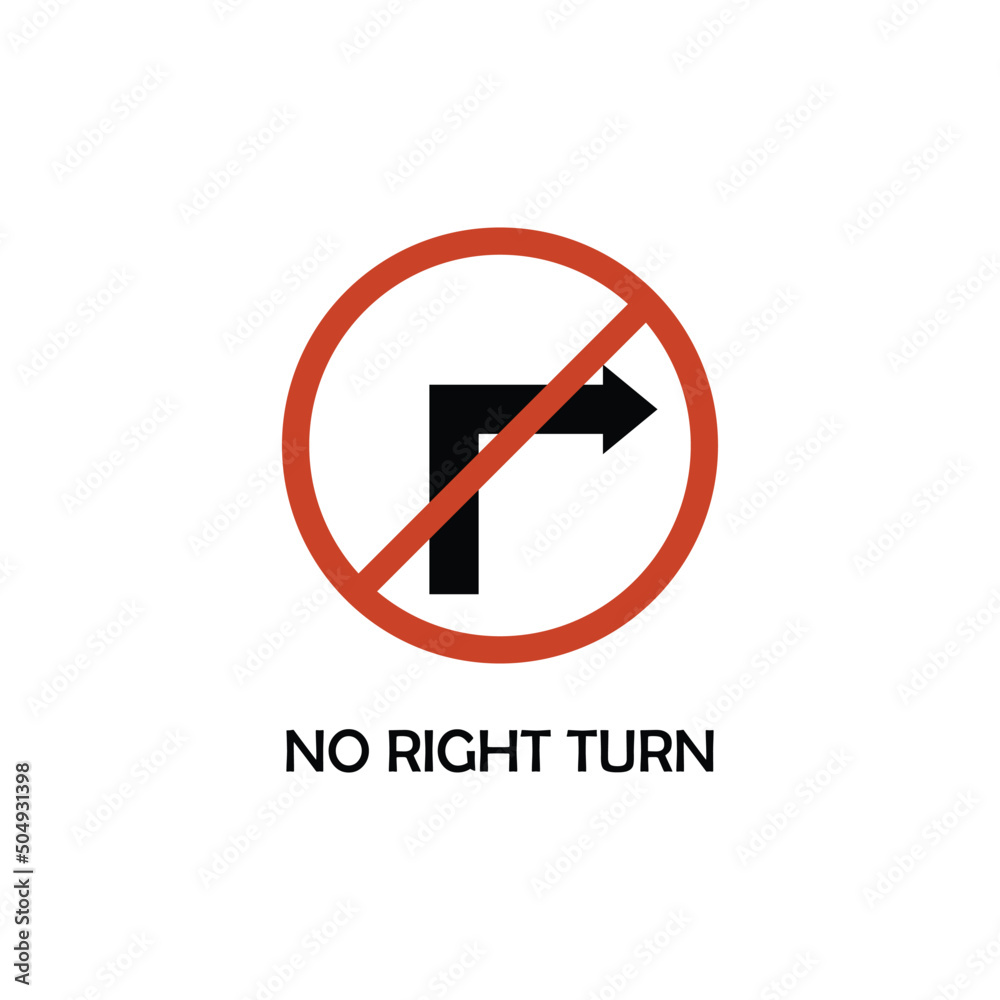 no right turn road sign vector icon illustration sign no right turn road sign vector icon illustration sign