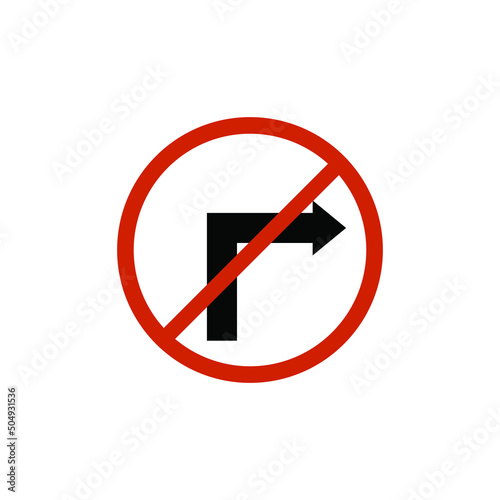 no right turn road sign vector icon illustration sign 