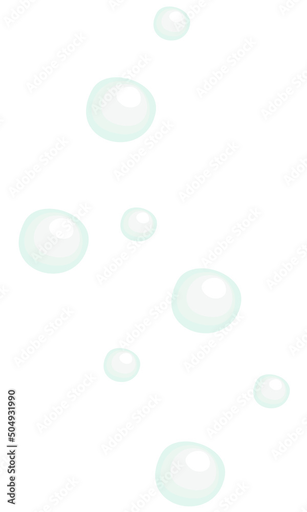 Vector illustration of blue transparent bubbles isolated on white background.