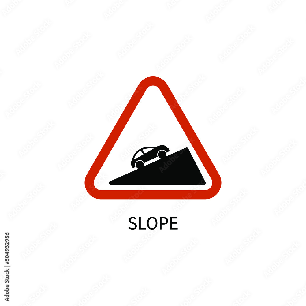 slope road sign vector icon illustration sign slope road sign vector icon illustration sign