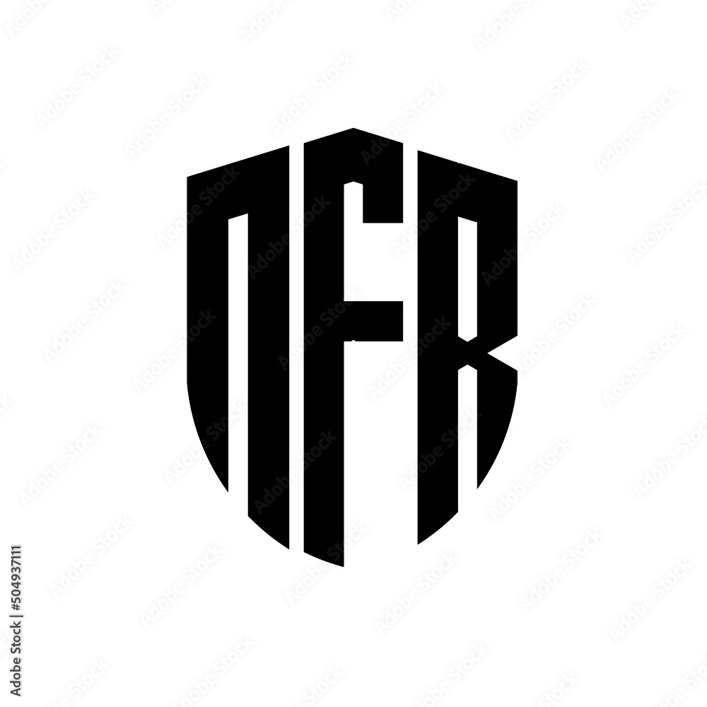 NFR letter logo design. NFR modern letter logo with black background