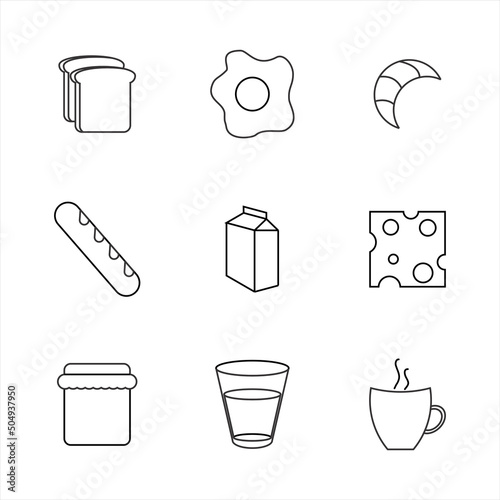 set breakfast icon flat design 