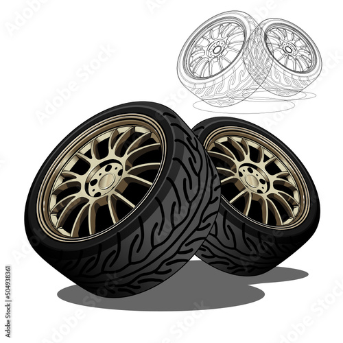 wheel and tire,wheel of a car, wheel racing.