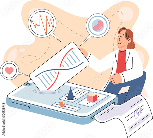 Online medical consultation and support metaphor. Online doctor. Healthcare services, Ask doctor. Tele medicine e-health service. Therapist videocalling phone screen. Diagnosis treatment of patients