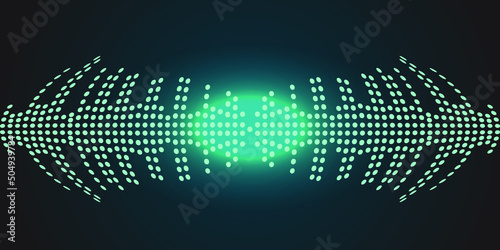 Sound waves oscillating dark blue light. Vector illustration on a dark background