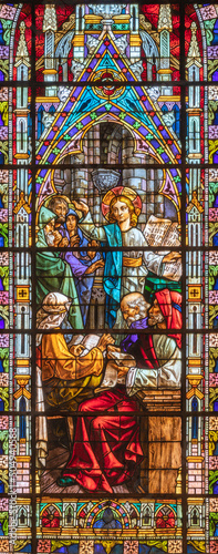 VALENCIA, SPAIN - FEBRUAR 17, 2022: The Twelve old Jesus in the Temple in neo...