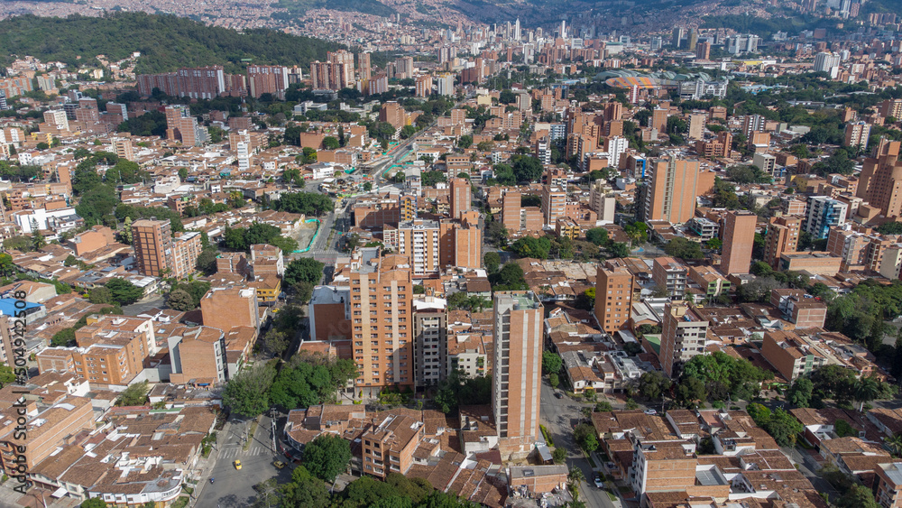 Naklejka premium Panoramic of the West of Medellin, photographic shots with drone