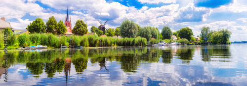 Panoramic view over the harbor in Werder an der Havel photo