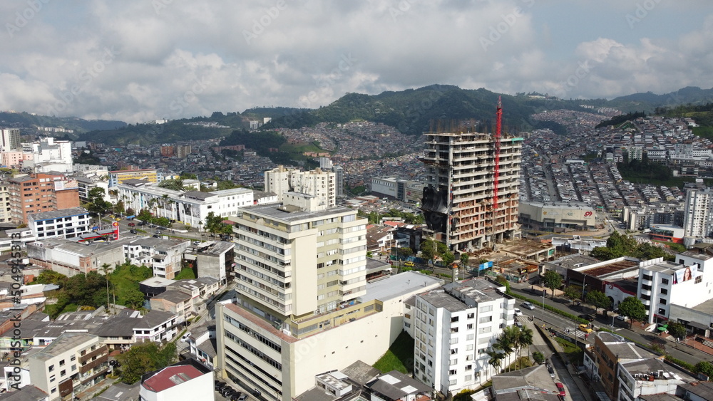 Panoramic of the city of Manizales Colombia, photos with drone
