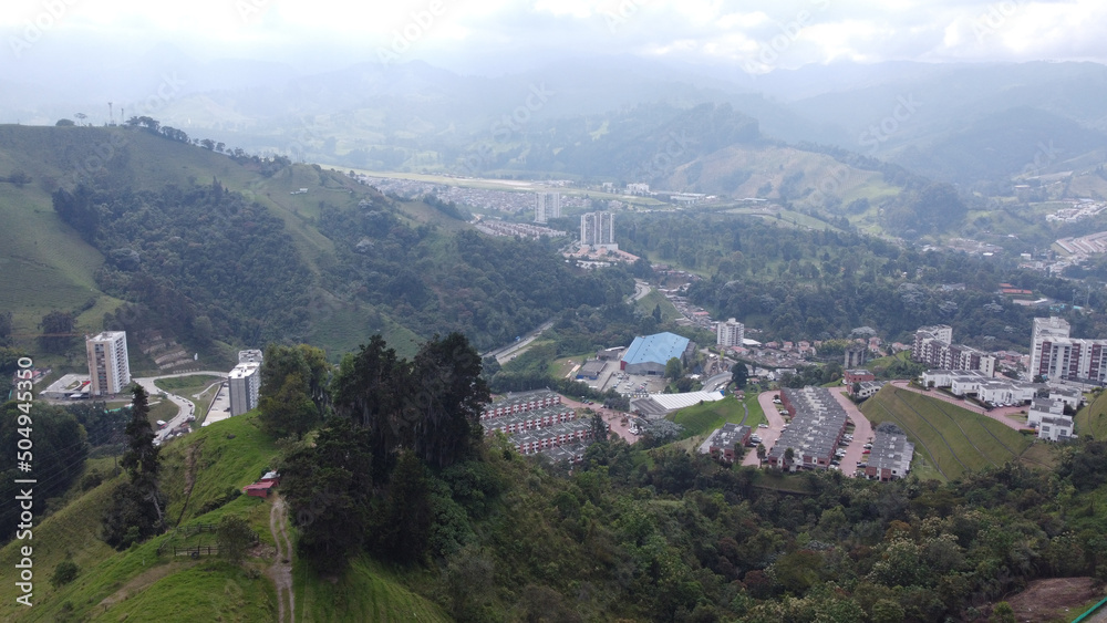 Panoramic of the city of Manizales Colombia, photos with drone