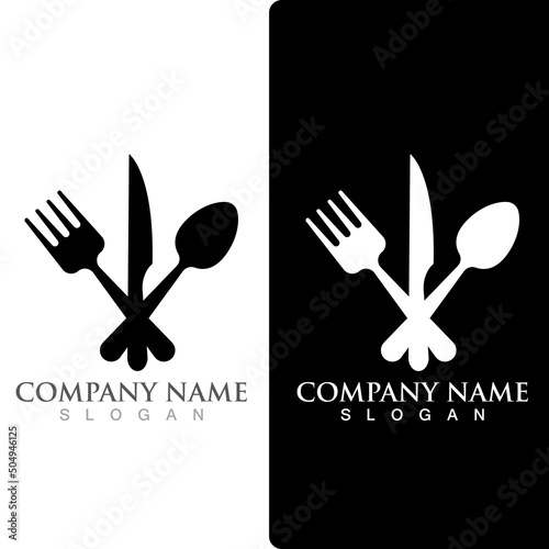 Spoon and fork logo and symbol vector