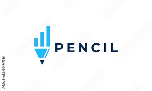 pencil and financial graphic logo vector icon illustration.