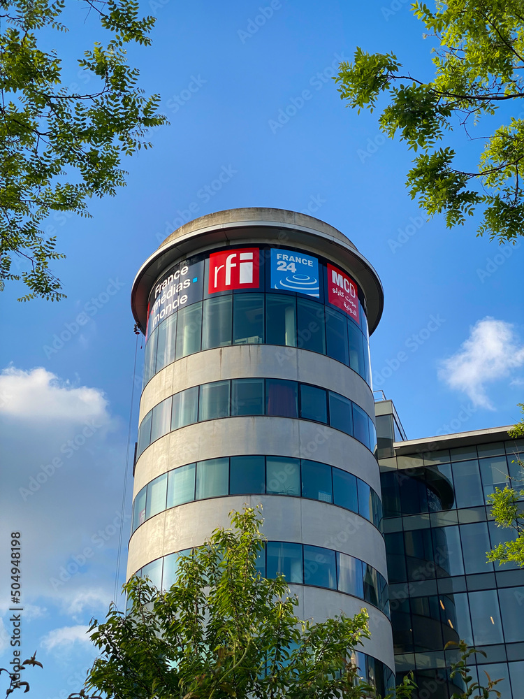RFI (Radio France Internationale), TV5 Monde, France 24 headquarters  building and studios in Issy les Moulineaux, France Stock Photo | Adobe  Stock