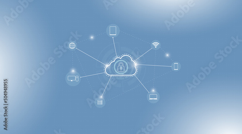 Abstract cloud connection security digital technology concept background