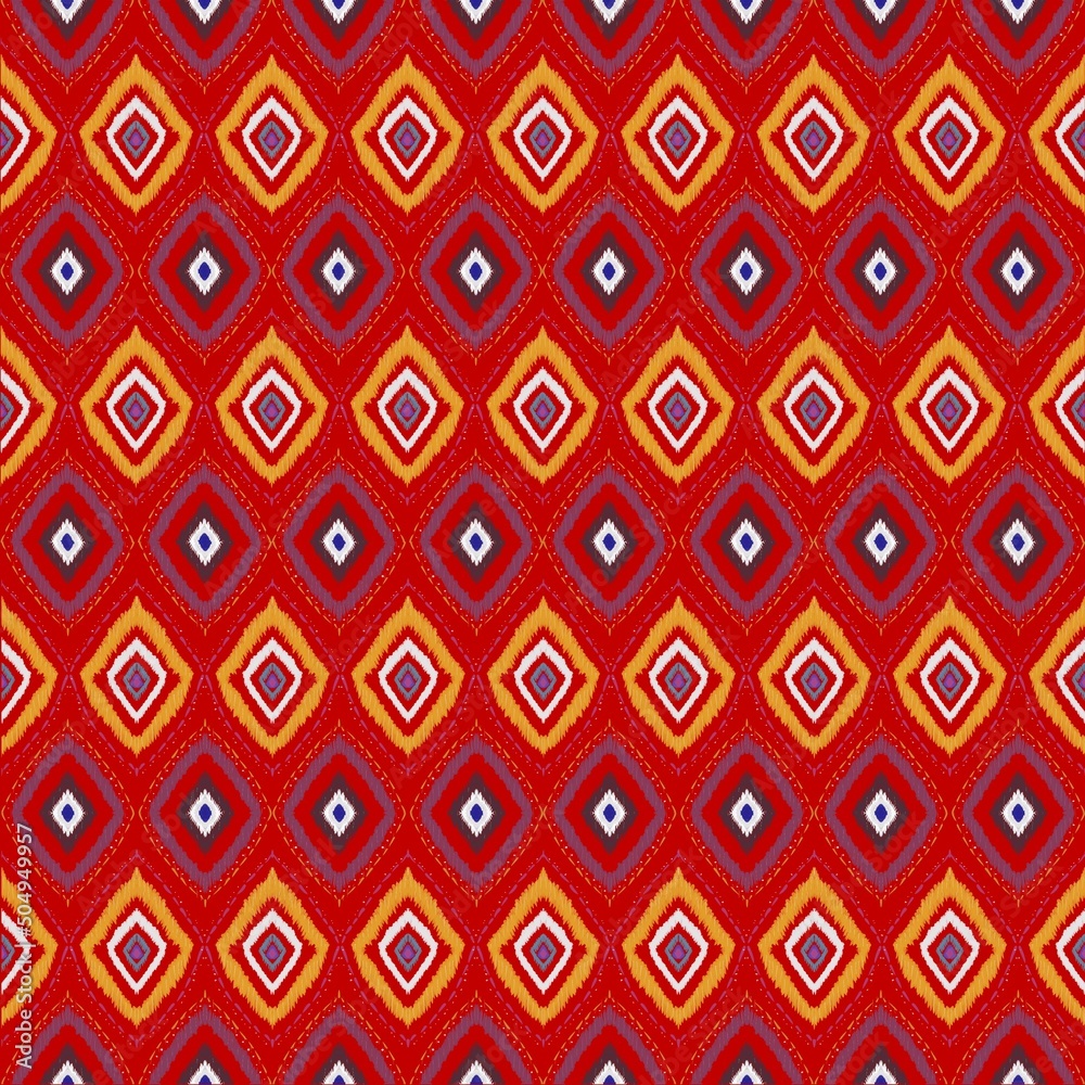 Geometric ethnic pattern seamless. seamless pattern. design for fabric, curtain, red background.