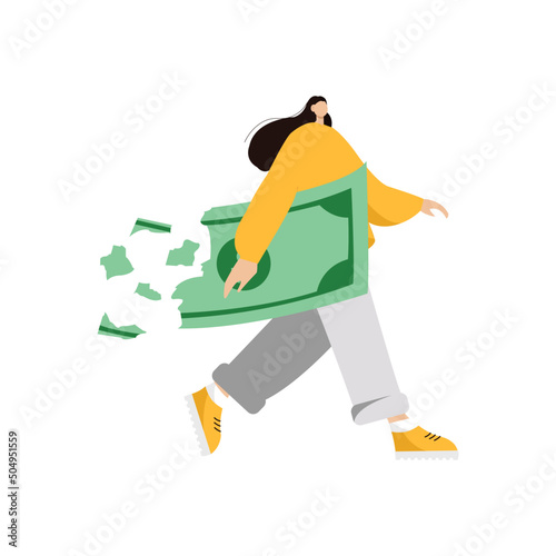 inflation problem green dollar waste money cash loss girl