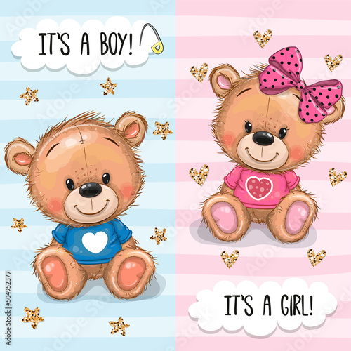 Greeting card with Teddy Bears boy and girl