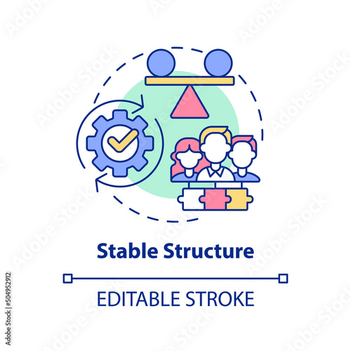 Stable structure concept icon. Cooperative society benefit abstract idea thin line illustration. Stability in organization. Isolated outline drawing. Editable stroke. Arial, Myriad Pro-Bold fonts used