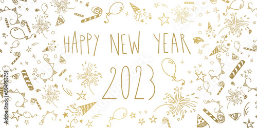 french happy new year 2023 cartoon doodles	