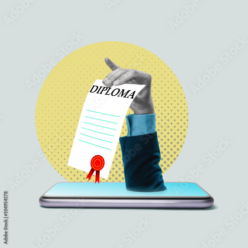  Distance education via smartphone. Concept