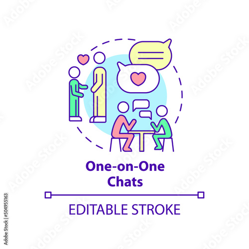One on one chats concept icon. Individual relationship. Quality time together abstract idea thin line illustration. Isolated outline drawing. Editable stroke. Arial, Myriad Pro-Bold fonts used