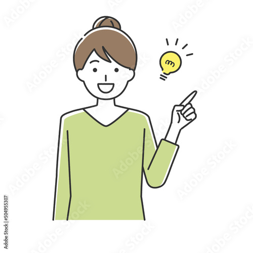 アイディアをひらめく若い女性