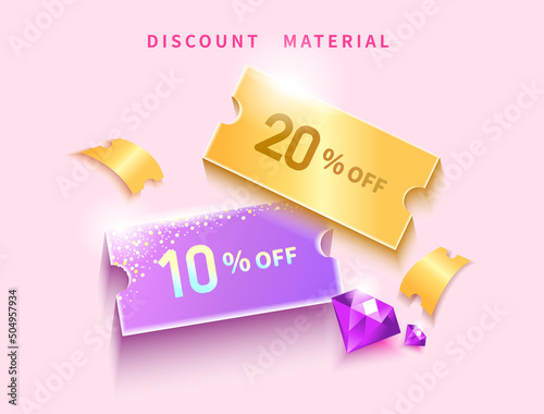 Gift Voucher Template Gold and Purple with Gem Lottery Decoration