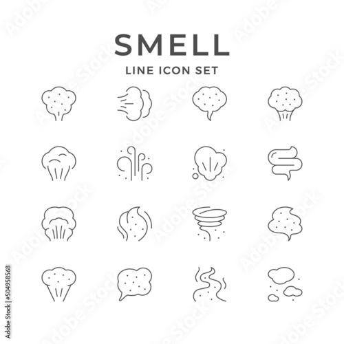 Set line icons of smell
