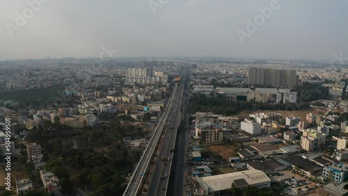 Bangalore City Aerial View - Electronic city elevated Highway cityscape 