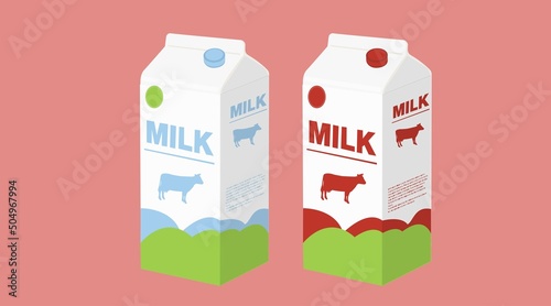 Milk Box Set. Vector isolated editable set of milk boxes illustration