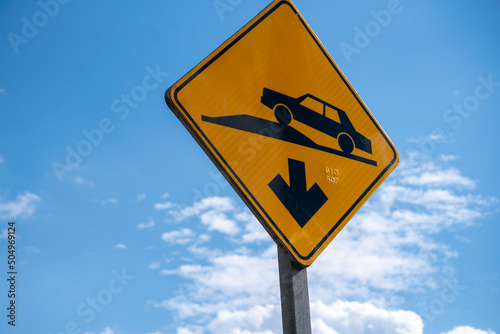Topes speed bump sign in Guanajuato, Mexico
