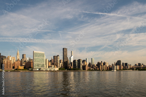 Manhattan skyline at sunrise, seen from Long Island City, Queens, New York. © auseklis