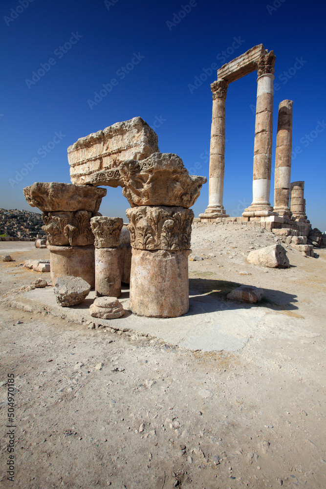 Remains of the Temple of Hercules on the Citadel mountain, Amman, Jordan
