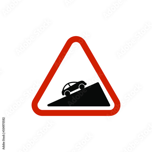slope, road, sign, traffic, warning, danger, transport, transportation, street, car