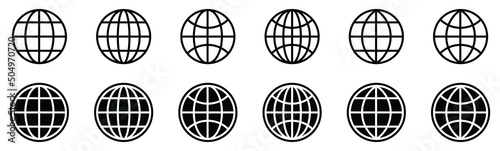 World icon set, containing Globe, Planet Earth, vector illustration