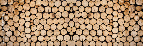 Valokuvatapetti background of firewood perfecly tidy - Banner design