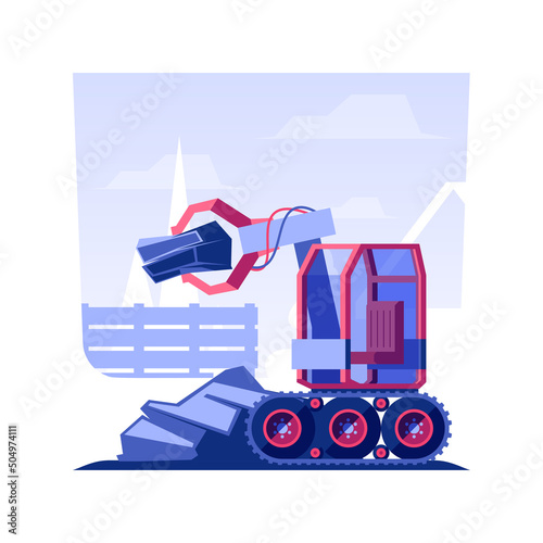 Landscape cleanup isolated concept vector illustration. Group of contractors deals with debris removal, land clearing, exterior works, landscaping construction process vector concept.