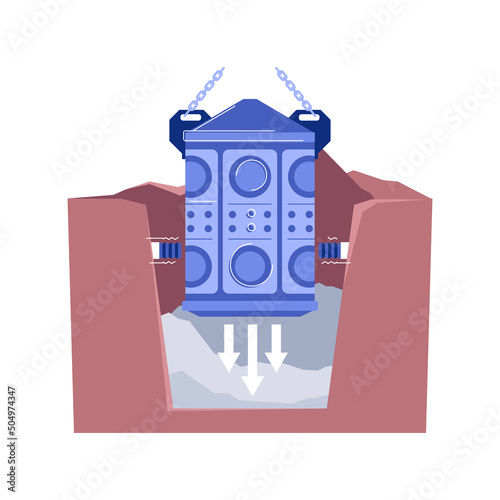 Installing dry well isolated concept vector illustration. Contractor installs a dry well, setting new drainage system on residential construction, private house building vector concept.