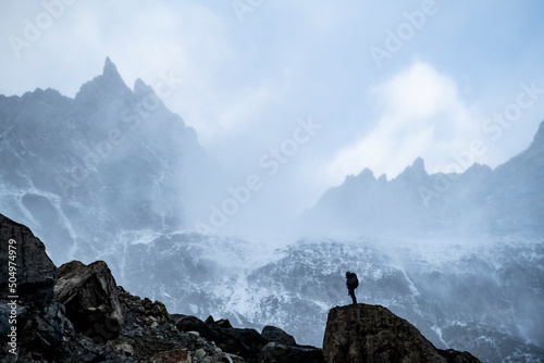 The backside of the Fitzroy massif, huge mountains and winter we