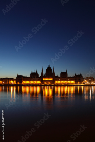 Hungarian Parliament House at dusk  Budapest  Hungary