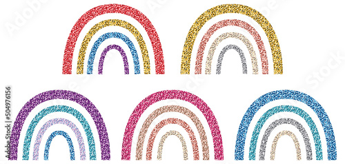 Faux Glitter Rainbow Clipart Set 