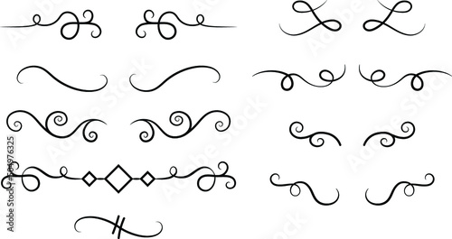 Ornamental Calligraphic Divider Line Break Clipart Set 