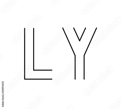 Vector isolated Love Yourself abbreviation first capital letters L and Y colorless black and white contour line drawing