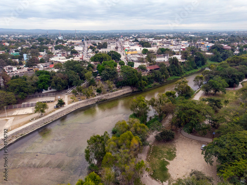 Ciudad de Valle City, Central Park, San Luis Potosi, Mexico, Drone Shot, Cloudy weather