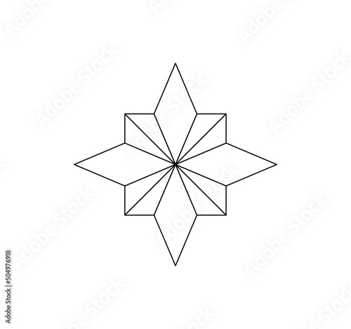 Vector isolated eight point star line geometric symbol