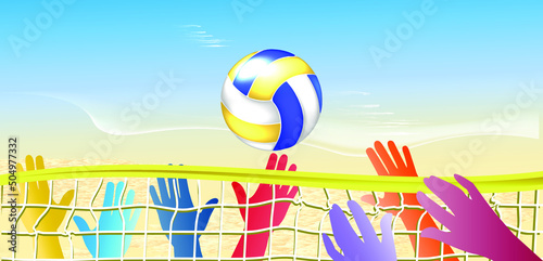 Beach Volleyball. Bright abstract vector illustration