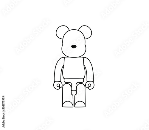 Vector isolated famous bear robot constructor colorless black and white contour line drawing