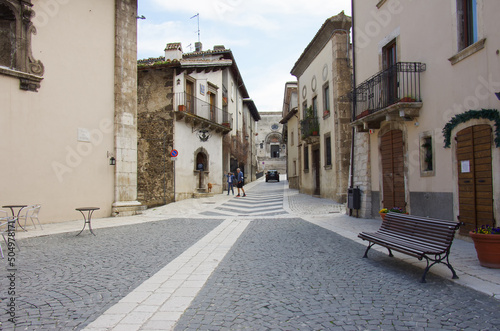 Pescocostanzo - Abruzzo - Italy - Historic center of the town with the typical pavement