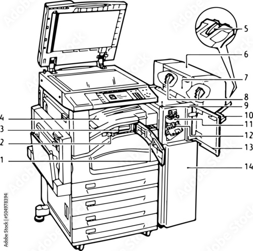 retro office photocopy machine with a transparent background