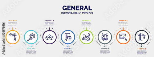 infographic for general concept. vector infographic template with icons and 8 option or steps. included gmo, hr services, ar platform, credit history, hr planning, digital economy, credit score,